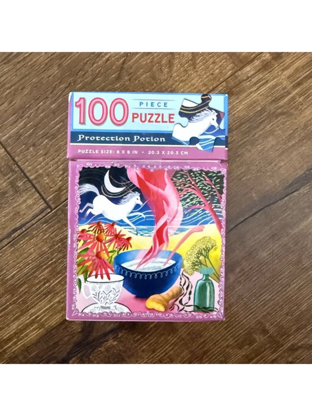 eeBoo Piece & Love Protection Potion 100 Piece Puzzle Complete 8" x 8"